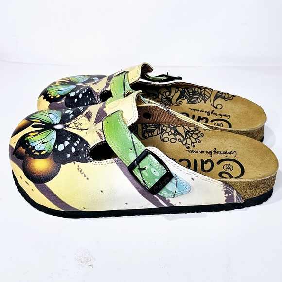 Calceo Butterfly Clogs Cork Comfort Vegan Leather - Picture 4 of 7